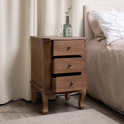 Dark Wood 3 Drawer Bedside Table - Ashwell Range