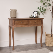 Dark Wood Dressing Table Desk with Triple Mirror, Stool and Pair of Bedside Tables - Ashwell Range