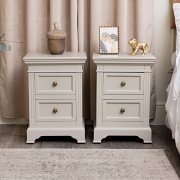 Taupe-Grey Two Drawer Bedside Table - Daventry Taupe-Grey Range