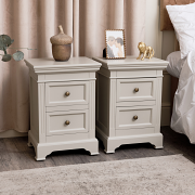 Taupe-Grey Two Drawer Bedside Table - Daventry Taupe-Grey Range