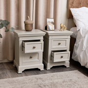 Taupe-Grey Two Drawer Bedside Table - Daventry Taupe-Grey Range