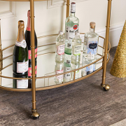 Gold Mirrored Oval Drinks Trolley