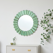 Large Bevelled Green Glass Wall Mirror 80cm x 80cm