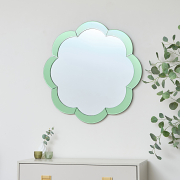 Large Scalloped Green Glass Wall Mirror 81cm x 81cm