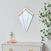 Pink & Mocha Art Deco Fan Wall Mirror - 60cm x 40cm