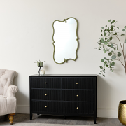 Light Olive Green Vintage Abstract Wall Mirror - 84cm x 53cm