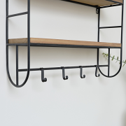 Metal Framed Wall Shelf with Hanging Hooks