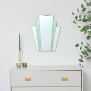 Art Deco Green Glass Fan Wall Mirror - 50cm x 40cm