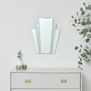 Art Deco Green Glass Fan Wall Mirror - 50cm x 40cm