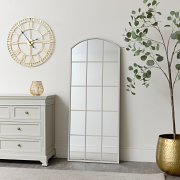 Large Taupe Arched Window Mirror - 108cm x 59cm