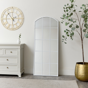 Large White Arched Window Mirror - 108cm x 59cm