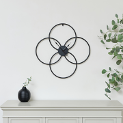 Black Round Clover Wall Clock - 51cm x 51cm