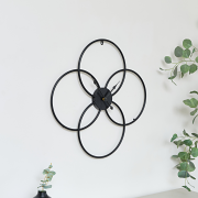 Black Round Clover Wall Clock - 51cm x 51cm