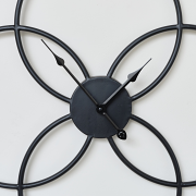 Black Round Clover Wall Clock - 51cm x 51cm