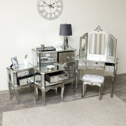 Silver Mirrored Bedroom Furniture, Chest of Drawers, Dressing Table Set & Bedside Tables - Tiffany Range