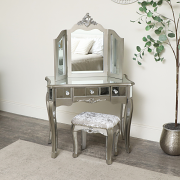 Silver Mirrored Bedroom Furniture, Chest of Drawers, Dressing Table Set & Bedside Tables - Tiffany Range