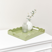 Rectangle Olive Green Scalloped Tray