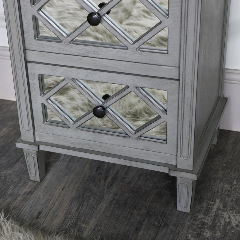 grey mirror side table