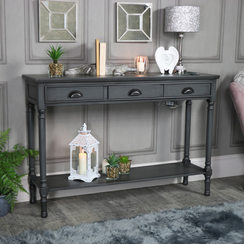 painted console table with drawers