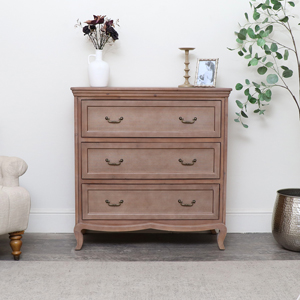 Wooden 3 Drawer Chest Of Drawers - Hessian Range