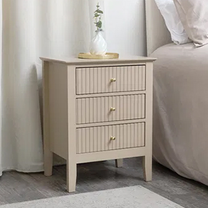 3 Drawer Bedside Table - Hales Tan Range