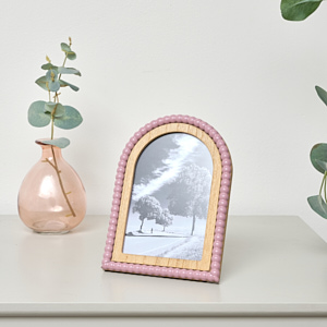 Pale Pink Arched Bobble Portrait Photo Frame - 4 x 6