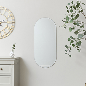 Frameless Bevelled Oval Wall Mirror 90cm x 40cm