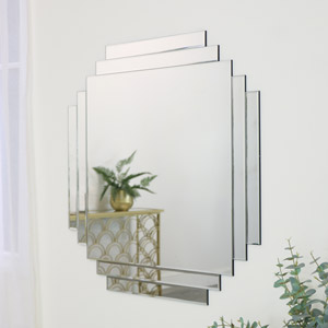 Art Deco Frameless Wall Mirror 85cm x 85cm