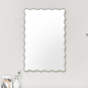 Taupe Grey Wave Framed Wall Mirror 90cm x 60cm 