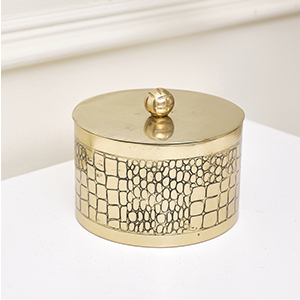 Gold Crocodile Print Trinket Pot