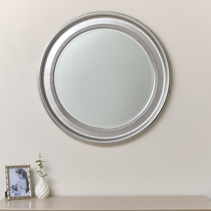 Large Round Silver Vintage Wall Mirror 80cm x 80cm