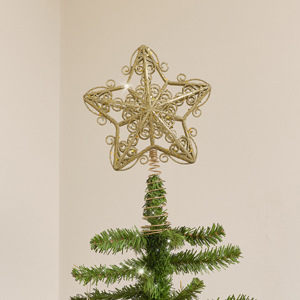 Gold Ornate Glitter Star Christmas Tree Topper